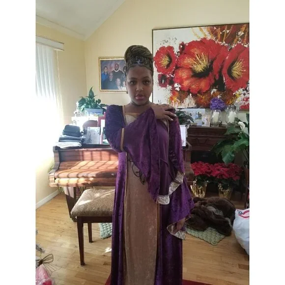 MEDIEVAL Victorian Long Dress Purple Cosplay Irish Costume Halloween Viking NWT - Picture 11 of 13